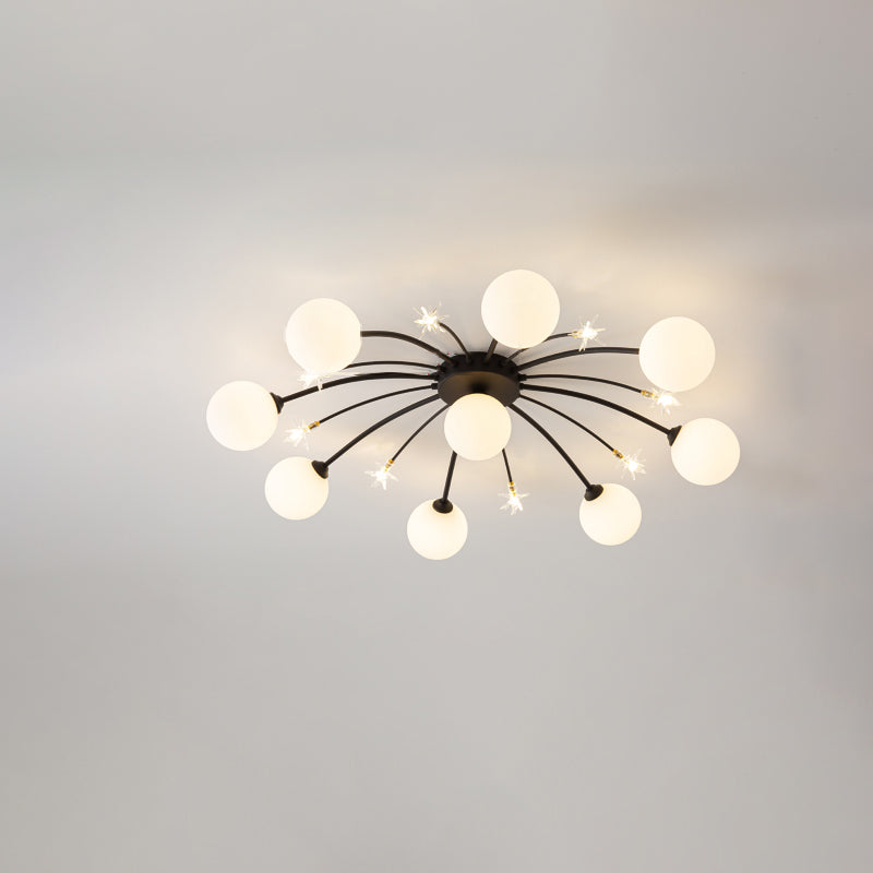 Matériel de boule en verre crème nordique contemporain 9/13/17 lumières lustre pour salle à manger 