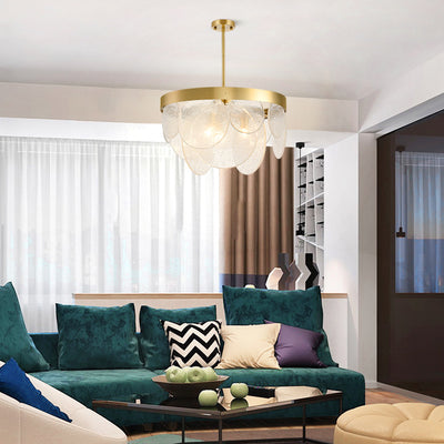 Modern Luxury Disc Handmade Frosted Glass Hardware 6-Light Chandelier For Living Room
