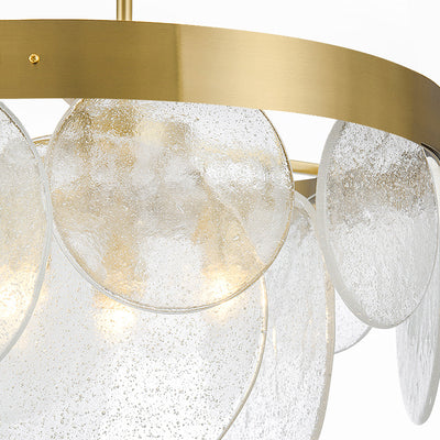 Modern Luxury Disc Handmade Frosted Glass Hardware 6-Light Chandelier For Living Room