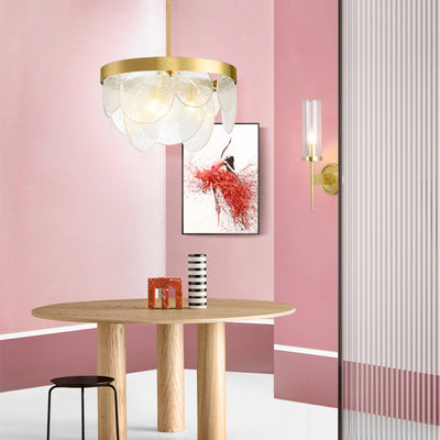 Modern Luxury Disc Handmade Frosted Glass Hardware 6-Light Chandelier For Living Room