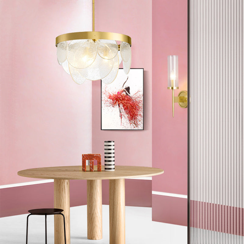 Modern Luxury Disc Handmade Frosted Glass Hardware 6-Light Chandelier For Living Room