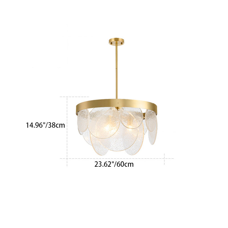 Modern Luxury Disc Handmade Frosted Glass Hardware 6-Light Chandelier For Living Room