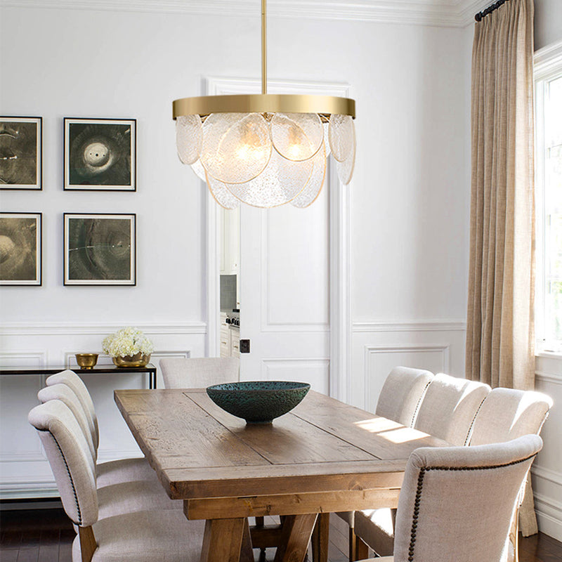 Modern Luxury Disc Handmade Frosted Glass Hardware 6-Light Chandelier For Living Room