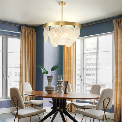 Modern Luxury Disc Handmade Frosted Glass Hardware 6-Light Chandelier For Living Room