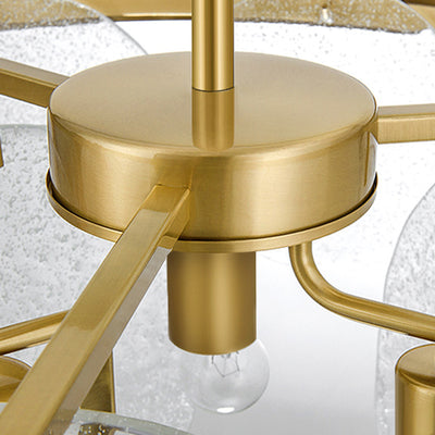 Modern Luxury Disc Handmade Frosted Glass Hardware 6-Light Chandelier For Living Room