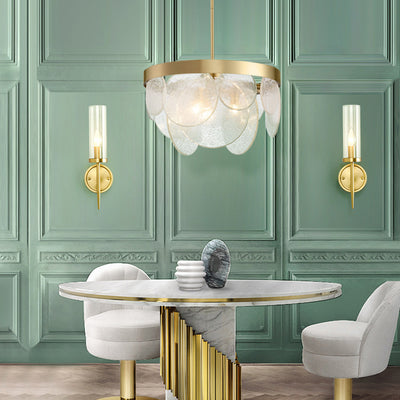 Modern Luxury Disc Handmade Frosted Glass Hardware 6-Light Chandelier For Living Room