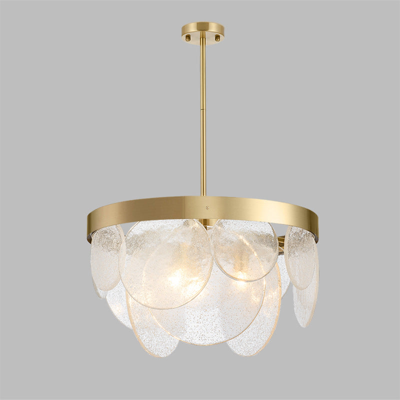 Modern Luxury Disc Handmade Frosted Glass Hardware 6-Light Chandelier For Living Room