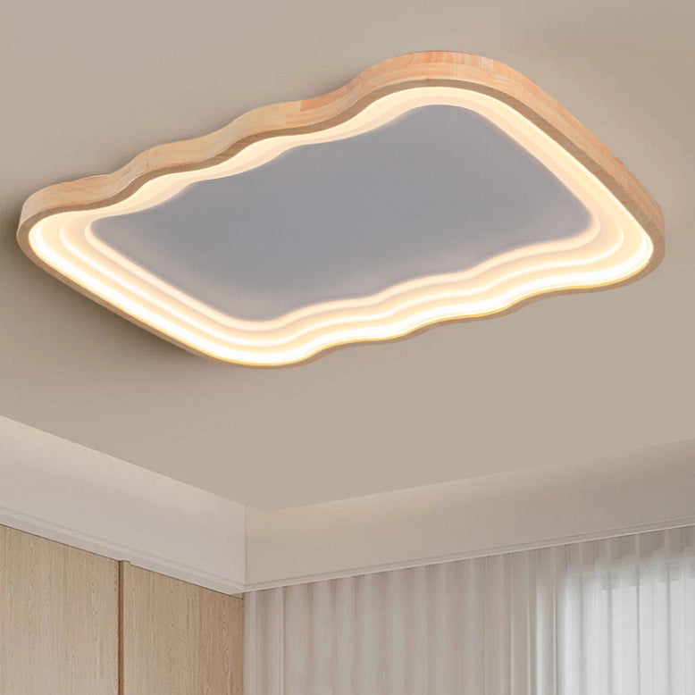 現代的な北欧クリーミークラウドハードウェア木材PVC LEDフラッシュマウント天井ライト寝室用 