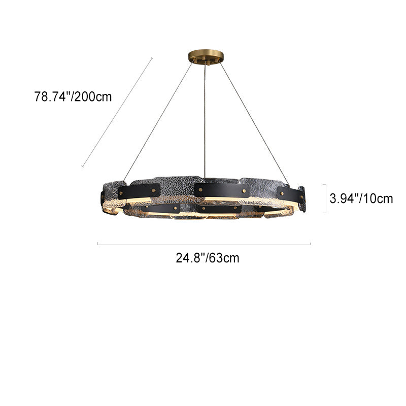 Zeitgenössische Industrie Dazzle Circles Tier Aluminium Kupfer Glas LED Kronleuchter für Wohnzimmer 