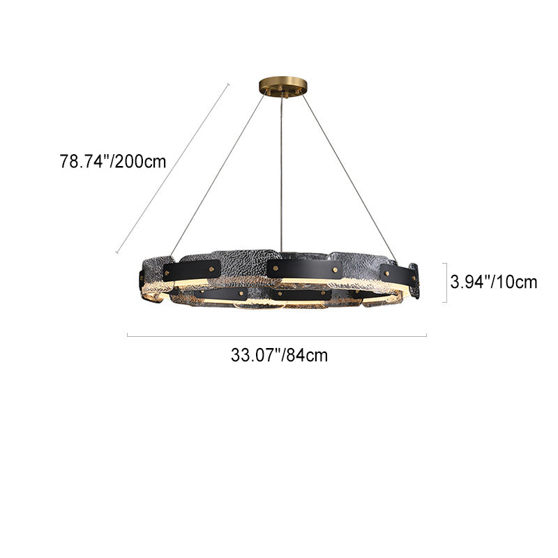 Lustre LED en aluminium, cuivre et verre à cercles contemporains pour salon 