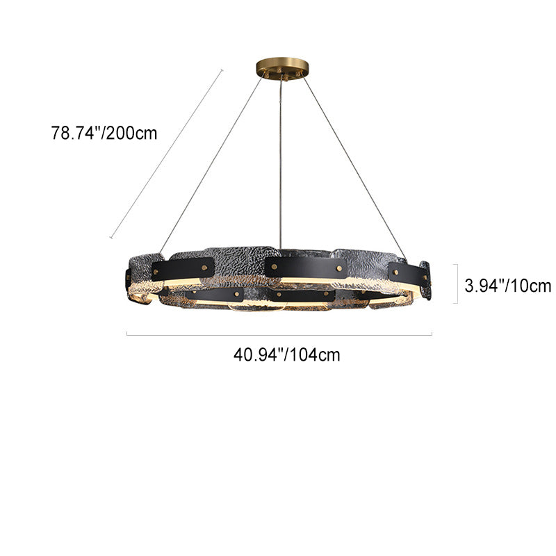 Zeitgenössische Industrie Dazzle Circles Tier Aluminium Kupfer Glas LED Kronleuchter für Wohnzimmer 
