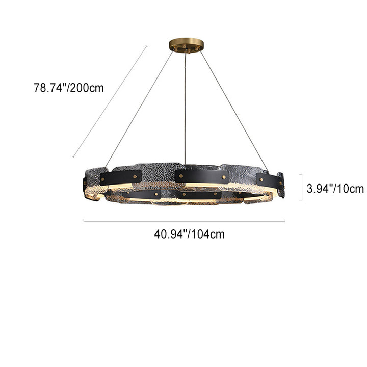 Zeitgenössische Industrie Dazzle Circles Tier Aluminium Kupfer Glas LED Kronleuchter für Wohnzimmer 