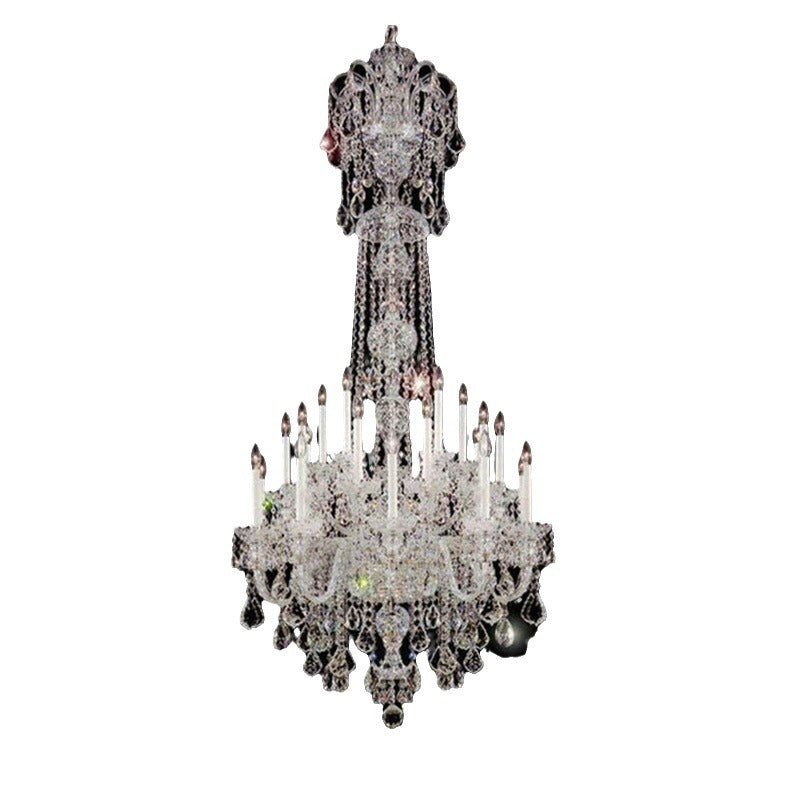 Traditioneller französischer langer Kandelaber aus Kristallglas mit 18 Lichtern für das Wohnzimmer 