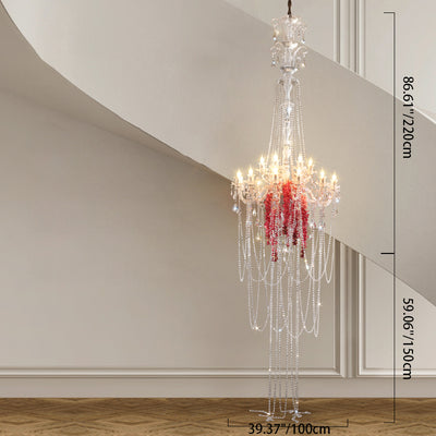 Traditioneller französischer langer Kandelaber aus Kristallglas mit 18 Lichtern für das Wohnzimmer 