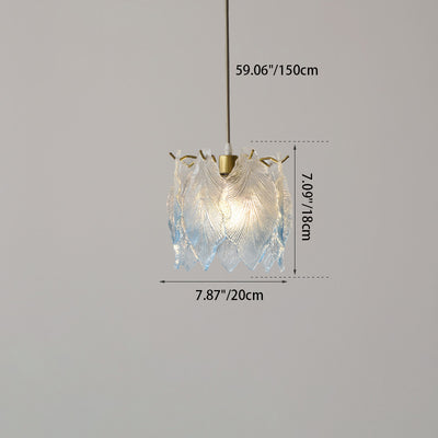 Lustre suspendu contemporain de luxe à une lumière en verre de fer avec feuille côtelée et perle pour salon 