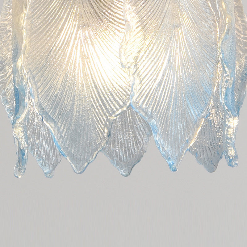 Lustre contemporain en fer avec feuille nervurée de luxe et perle en verre à 1 lumière semi-encastrée pour salon 