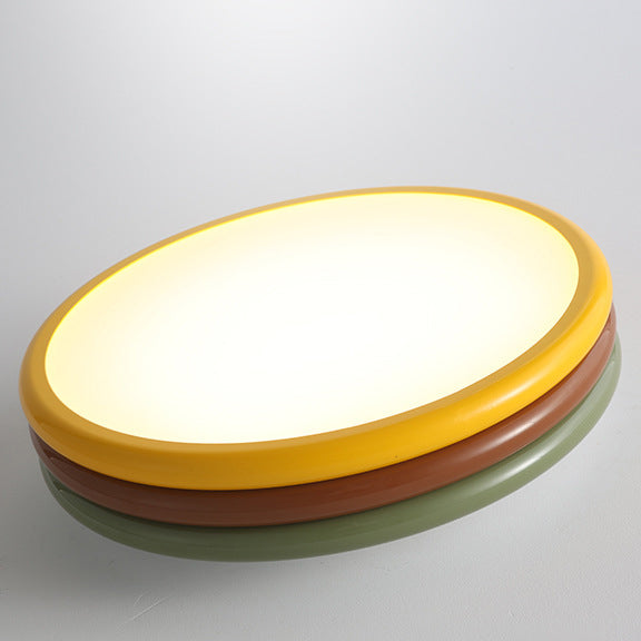 ضوء سقف مثبت على السطح من الأكريليك LED بقاعدة حديدية بتصميم معاصر على شكل برجر مكدس بألوان سكاندينافية لغرفة النوم 