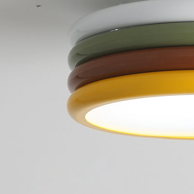 ضوء سقف مثبت على السطح من الأكريليك LED بقاعدة حديدية بتصميم معاصر على شكل برجر مكدس بألوان سكاندينافية لغرفة النوم 