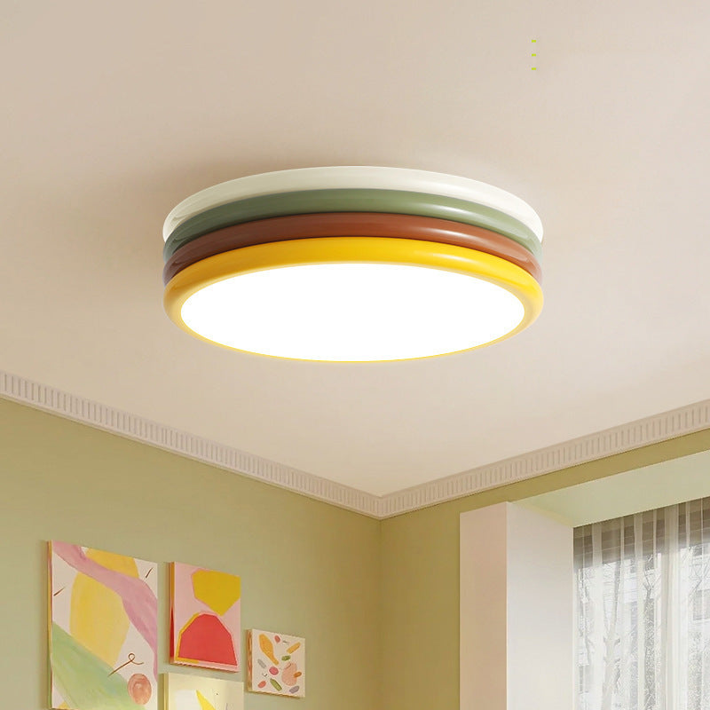 ضوء سقف مثبت على السطح من الأكريليك LED بقاعدة حديدية بتصميم معاصر على شكل برجر مكدس بألوان سكاندينافية لغرفة النوم 