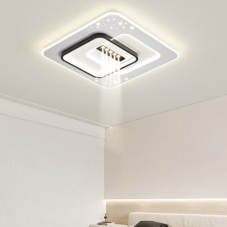 Moderne Einfachheit Drei Runde Quadrat Rechteckige Eisen Acryl LED Unterputz Deckenleuchte Für Schlafzimmer 