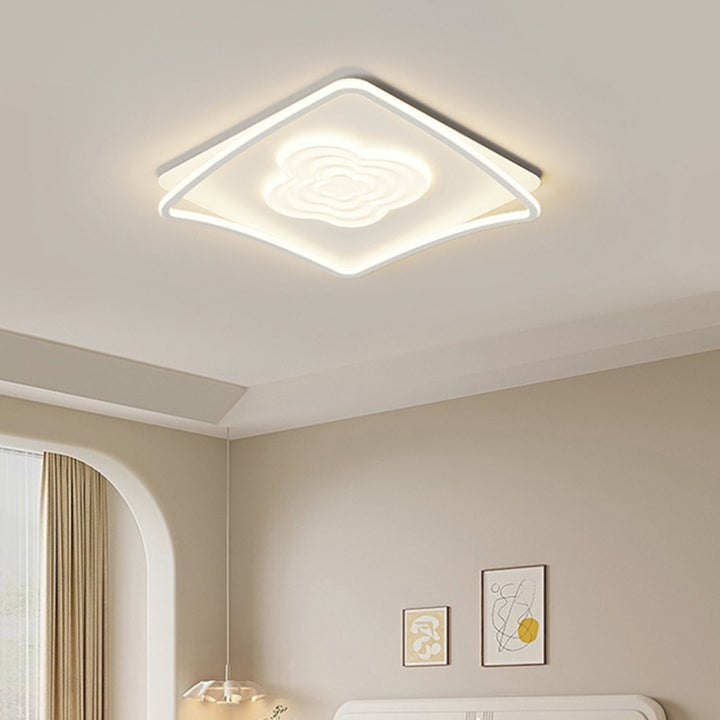 Plafonnier LED en forme irrégulière minimaliste moderne en fer, acrylique et aluminium pour chambre 