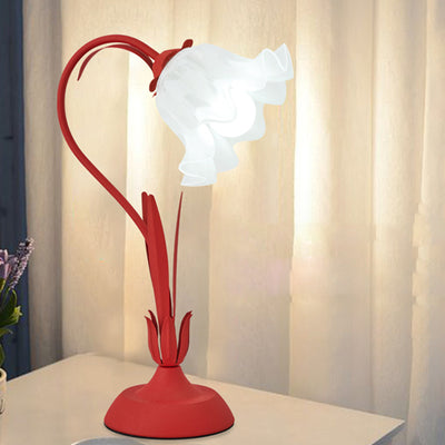 Contemporary Creative Flower Iron Acrylic 1-Light Table Lamp For Bedroom
