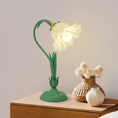 Contemporary Creative Flower Iron Acrylic 1-Light Table Lamp For Bedroom