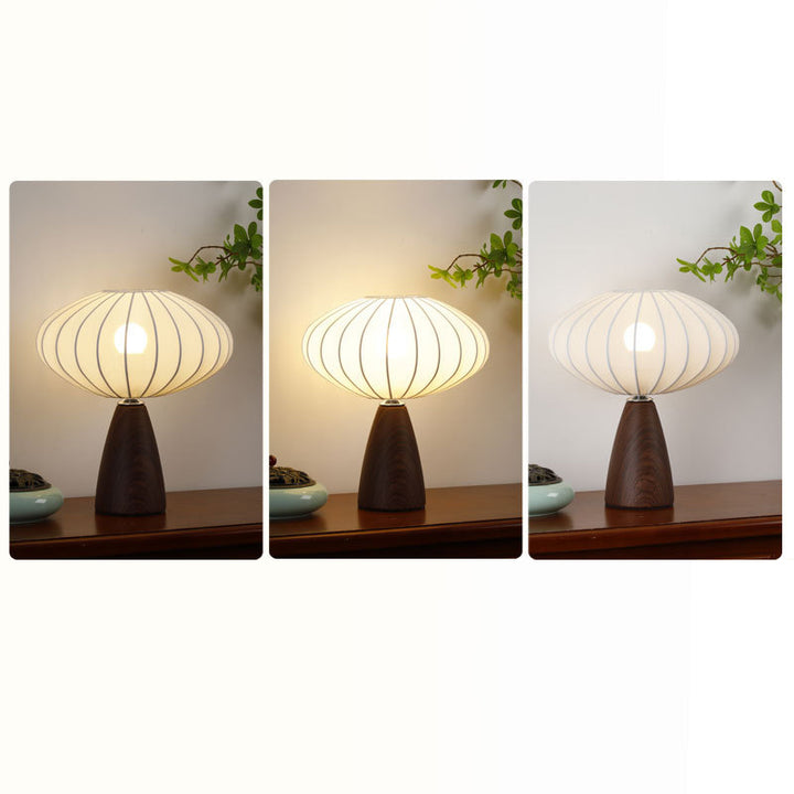 Traditional Vintage Ceramic Base Stretch Fabric Bud 1-Light Table Lamp For Bedroom