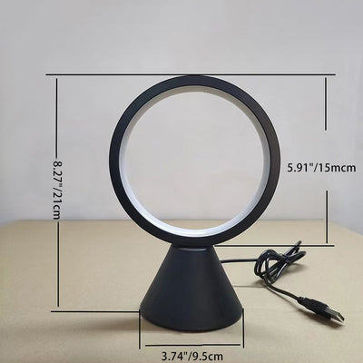 مصباح طاولة LED USB من الألومنيوم PVC دائري حديث وبسيط لغرفة النوم 