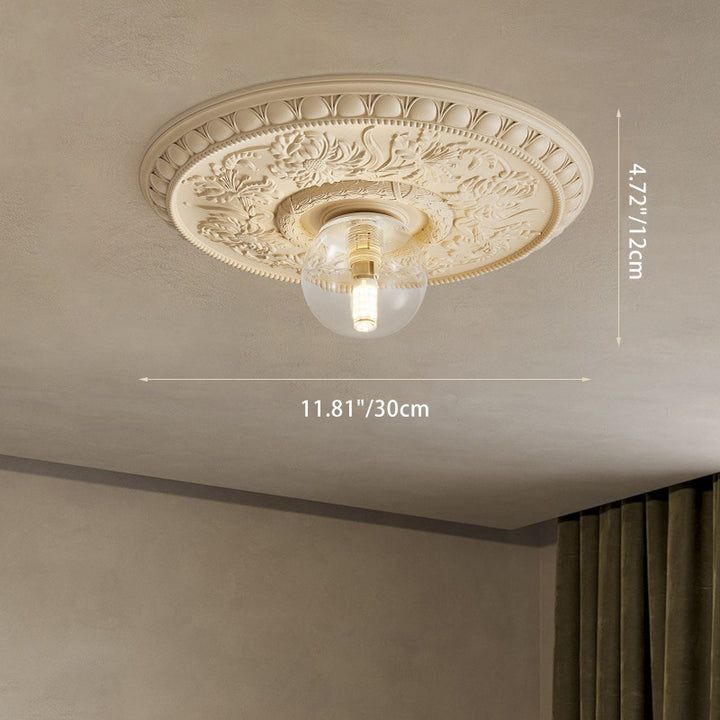 Luz de Techo Empotrada de 1 Luz de Resina con Relieve Redondo Hecho a Mano Tradicional Francés para Pasillo 