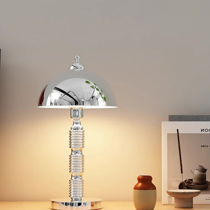 Lampe de table 1 lumière en fer avec abat-jour rond industriel contemporain et base plissée pour chambre 