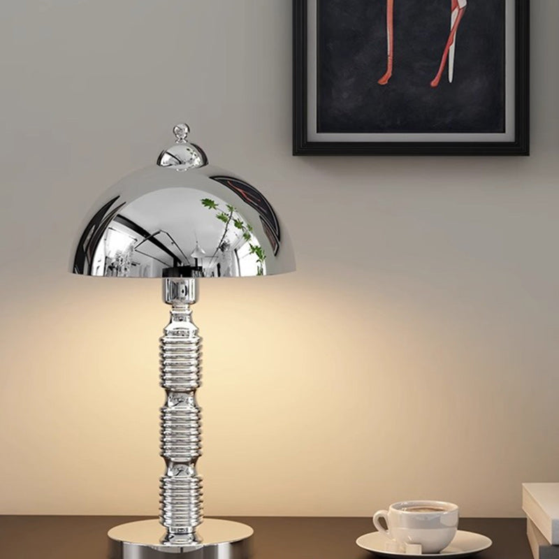 Lampe de table 1 lumière en fer avec abat-jour rond industriel contemporain et base plissée pour chambre 
