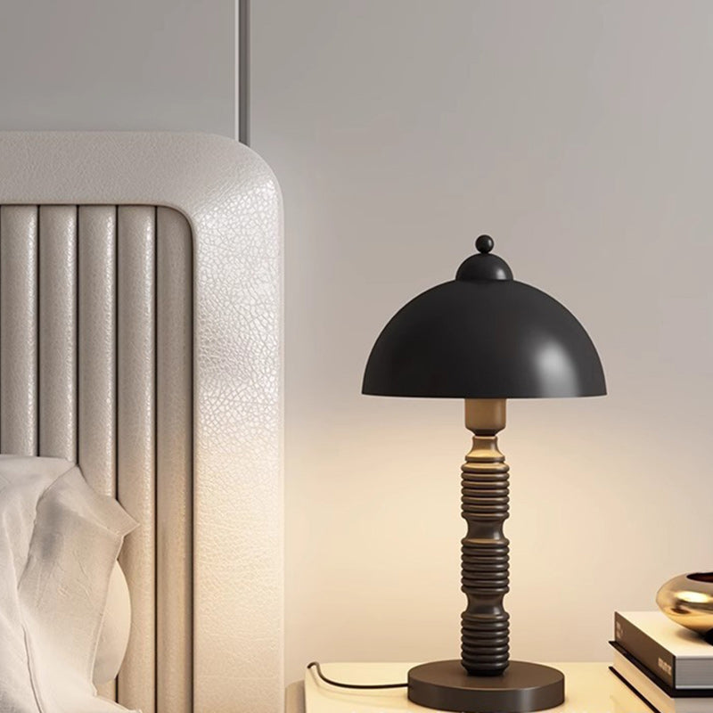 Lampe de table 1 lumière en fer avec abat-jour rond industriel contemporain et base plissée pour chambre 