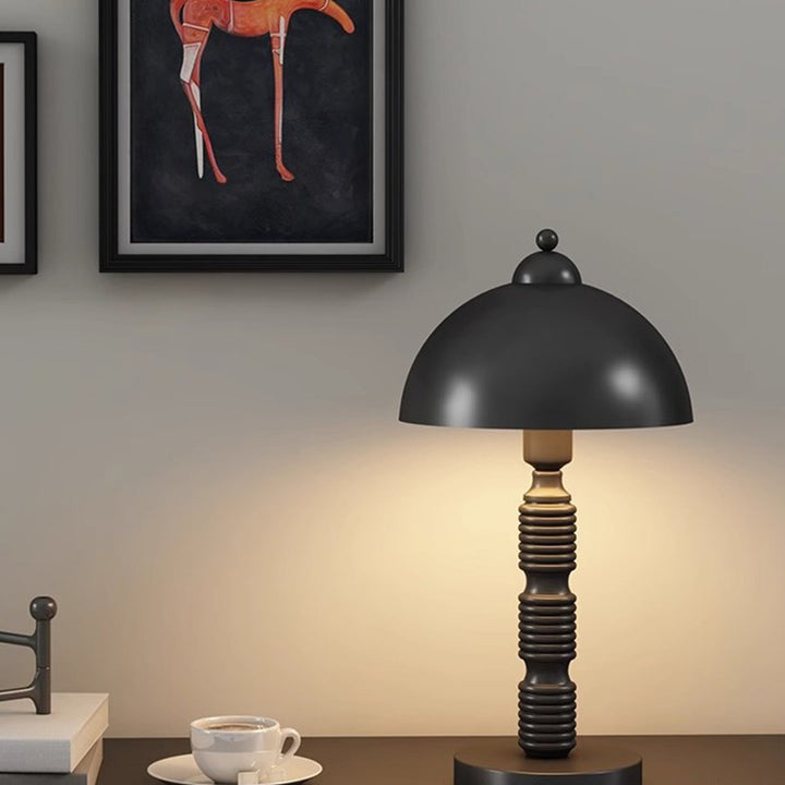 Lampe de table 1 lumière en fer avec abat-jour rond industriel contemporain et base plissée pour chambre 