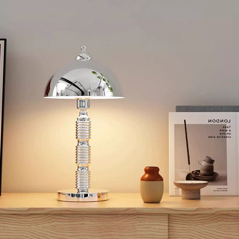 Lampe de table 1 lumière en fer avec abat-jour rond industriel contemporain et base plissée pour chambre 