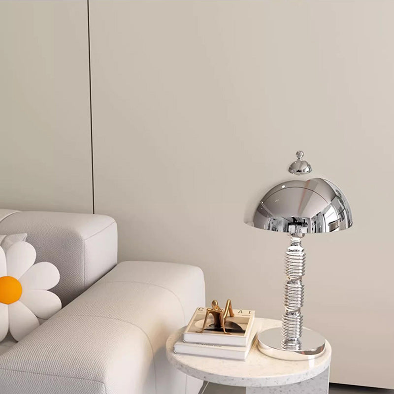 Contemporary Industrial Round Shade Pleated Base Iron 1-Light Table Lamp For Bedroom