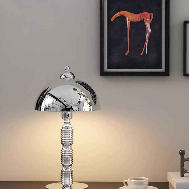 Lampe de table 1 lumière en fer avec abat-jour rond industriel contemporain et base plissée pour chambre 
