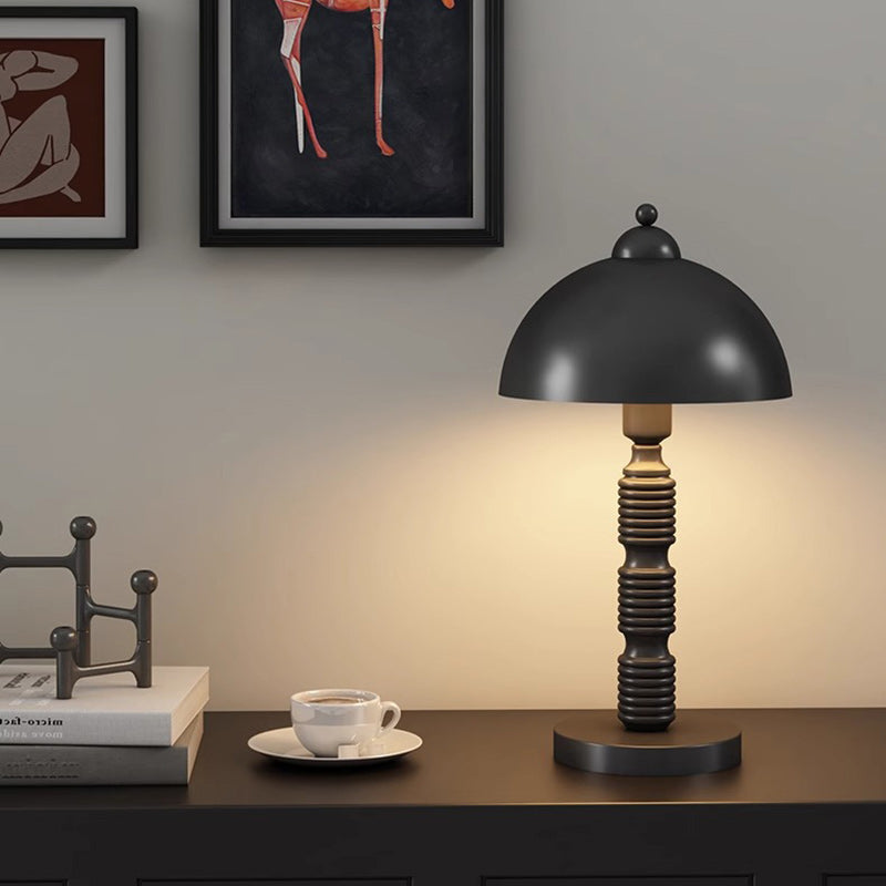 Lampe de table 1 lumière en fer avec abat-jour rond industriel contemporain et base plissée pour chambre 