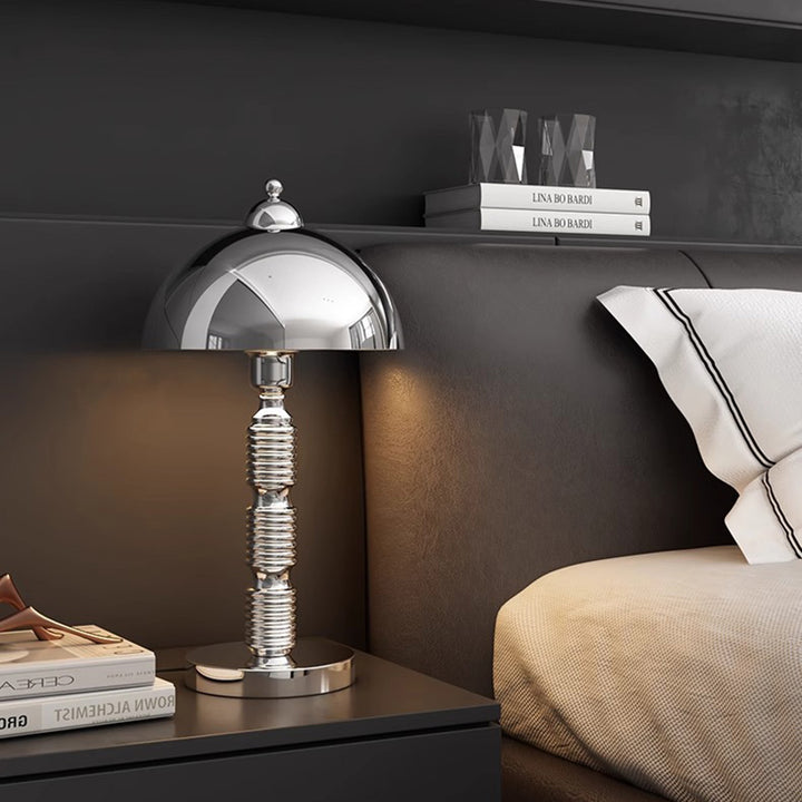 Lampe de table 1 lumière en fer avec abat-jour rond industriel contemporain et base plissée pour chambre 