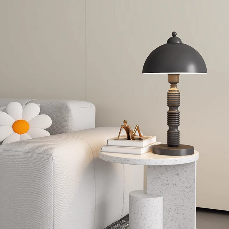 Lampe de table 1 lumière en fer avec abat-jour rond industriel contemporain et base plissée pour chambre 