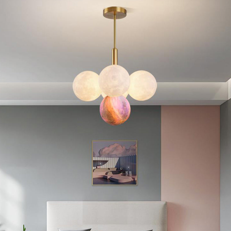Contemporary Nordic Adjustable Moon Bubble Iron PLA 5/13-Lights Chandelier For Dining Room