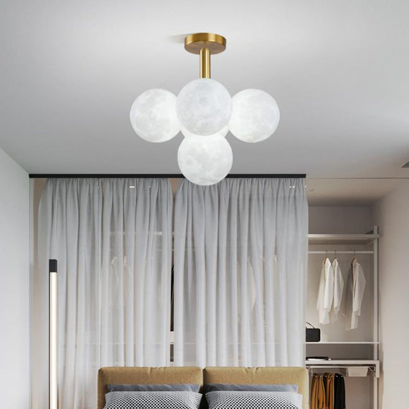 Contemporary Nordic Adjustable Moon Bubble Iron PLA 5/13-Lights Chandelier For Dining Room