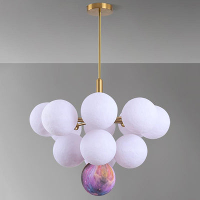 Contemporary Nordic Adjustable Moon Bubble Iron PLA 5/13-Lights Chandelier For Dining Room