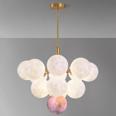 Contemporary Nordic Adjustable Moon Bubble Iron PLA 5/13-Lights Chandelier For Dining Room