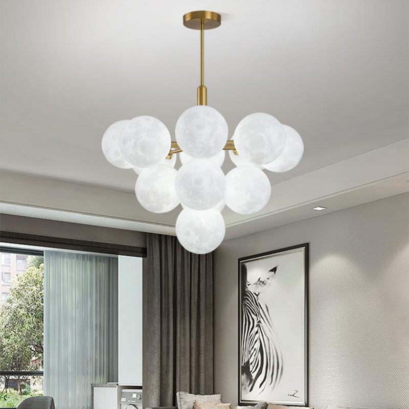 Contemporary Nordic Adjustable Moon Bubble Iron PLA 5/13-Lights Chandelier For Dining Room