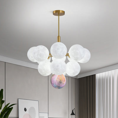 Contemporary Nordic Adjustable Moon Bubble Iron PLA 5/13-Lights Chandelier For Dining Room