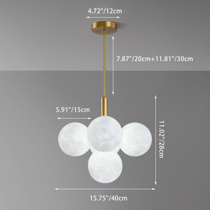 Contemporary Nordic Adjustable Moon Bubble Iron PLA 5/13-Lights Chandelier For Dining Room