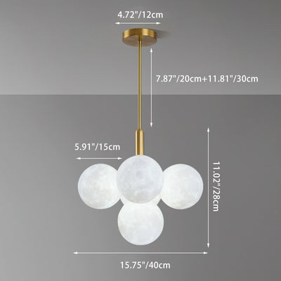 Contemporary Nordic Adjustable Moon Bubble Iron PLA 5/13-Lights Chandelier For Dining Room