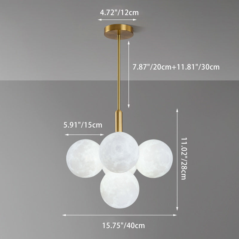 Contemporary Nordic Adjustable Moon Bubble Iron PLA 5/13-Lights Chandelier For Dining Room