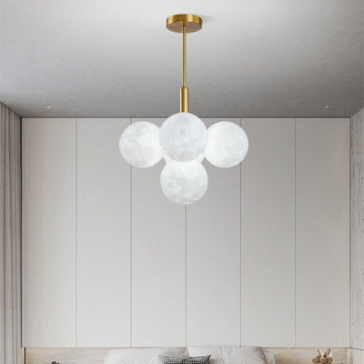 Contemporary Nordic Adjustable Moon Bubble Iron PLA 5/13-Lights Chandelier For Dining Room